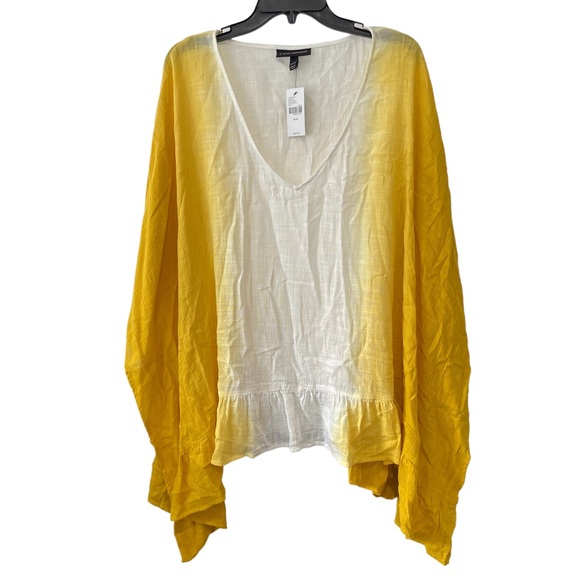Lane Bryant Tops - Lane Bryant Top Woman’s Size 26/28 kimono sleeves, yellow ombre, ruffled hem
